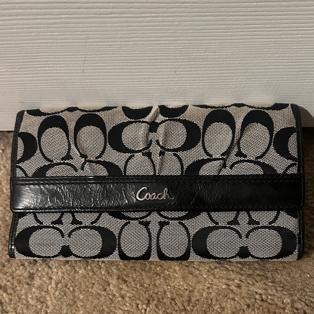Coach Black and Gray Signature Wallet